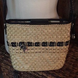 ❤️Brighton Black & Tan straw purse crossbody strap